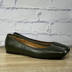 Vionic Orinda Ballet Flats Women's 10 Wide Olive Green Square Toe Comfort Shoes